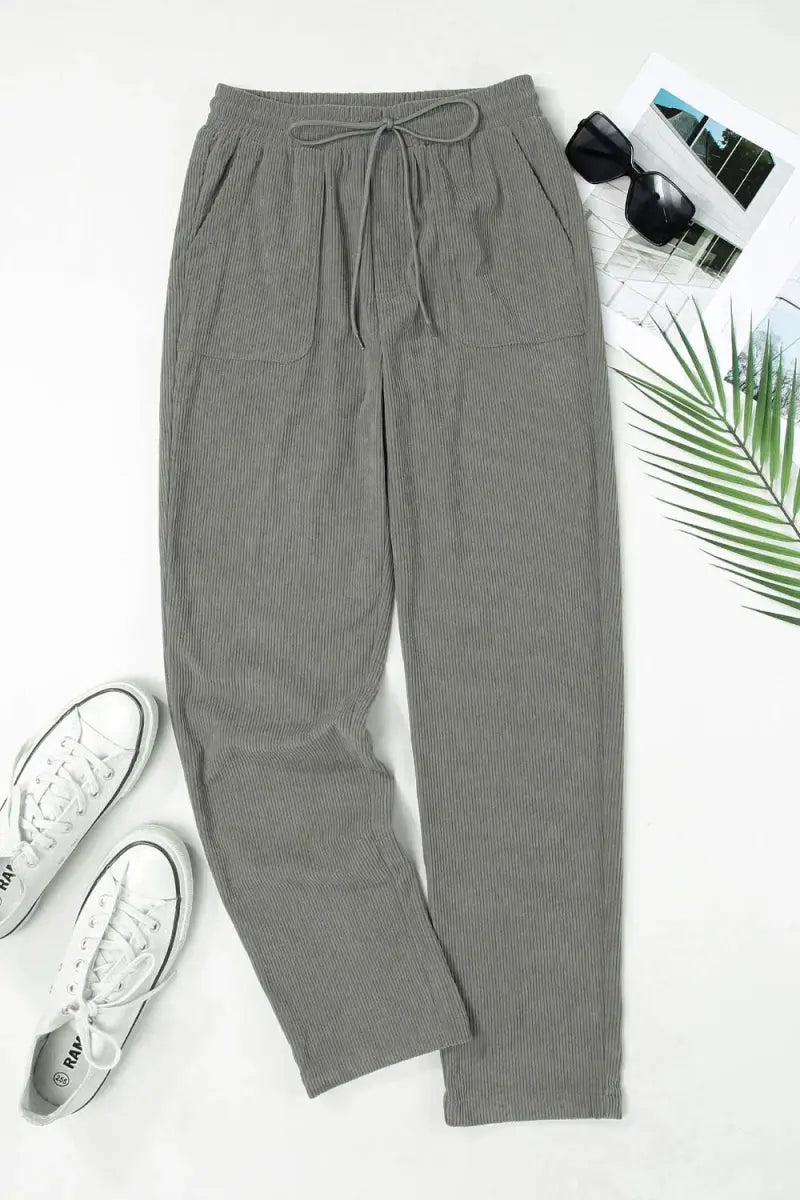 Comfortable Drawstring Straight Pants with Pockets - Love Salve